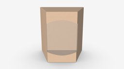 Retail cardboard display box 02 empty, packaging, template, paper, display, brown, window, cardboard, transparent, retail, box, 3d, pbr, container