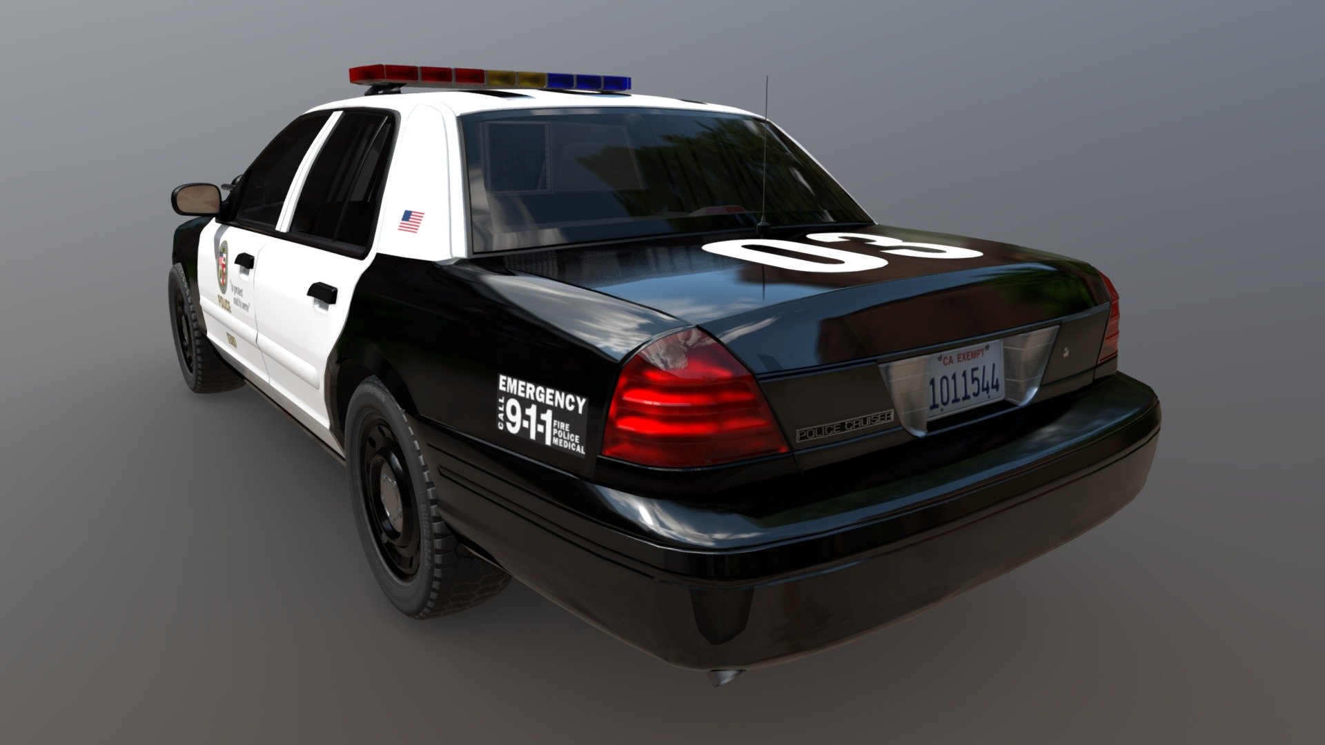 LAPD police cruiser for the video game Urban Terror 5 on Unreal Engine 4 http://www.urbanterror.info - Police Cruiser - 3D model by joemauke 3d model