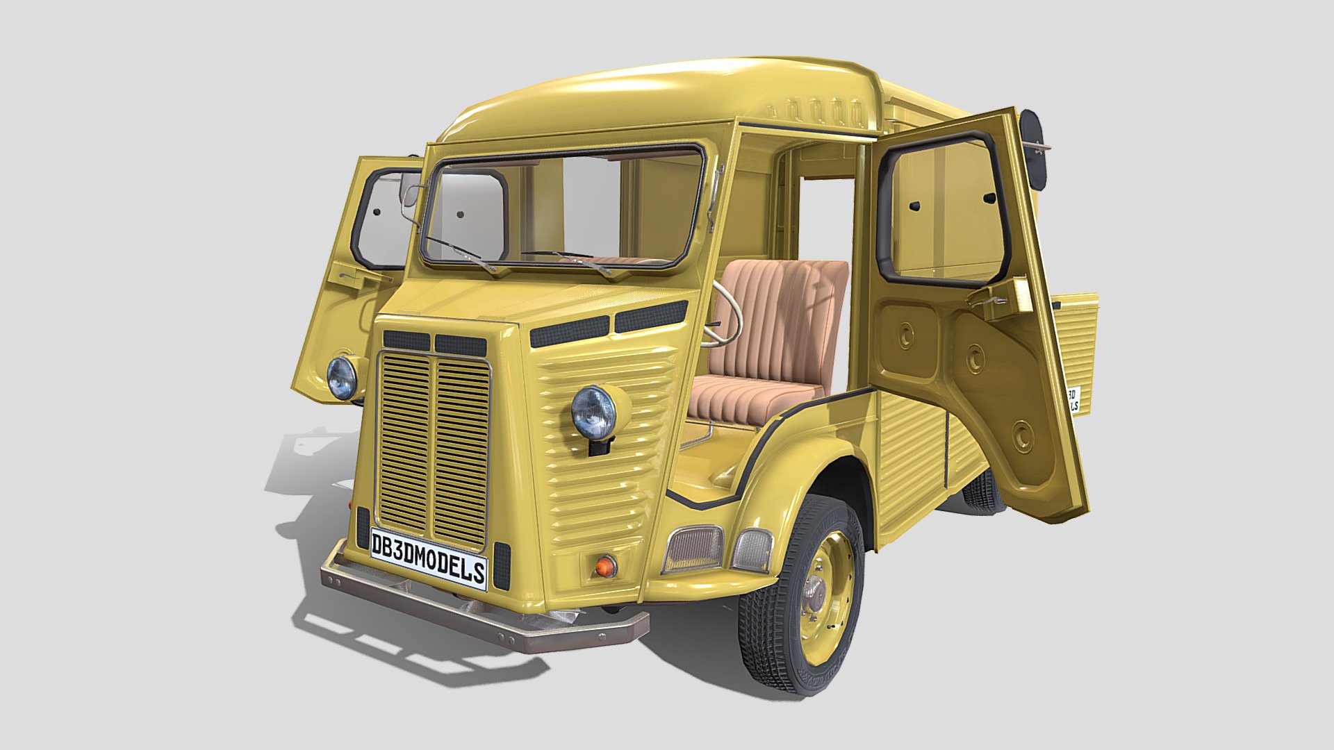 Highly detailed Generic 40s Van 3D model rendered with Cycles in Blender, as per seen on attached images.

The model is very intricately built, it has the interior modeled, with the rear cargo area, and a simple underbody built as well. 

The 3d model is scaled to original size in Blender.

File formats:

-.blend, rendered with cycles, as seen in the images;

-.blend, rendered with cycles, as seen in the images, with doors open;

-.obj, with materials applied;

-.obj, with materials applied, with doors open;

-.dae, with materials applied;

-.dae, with materials applied, with doors open;

-.fbx, with materials applied;

-.fbx, with materials applied, with doors open;

-.stl;

-.stl, with doors open;

Files come named appropriately and split by file format.

3D Software:

The 3D model was originally created in Blender 3.1 and rendered with Cycles.

Materials and textures: - Generic 40s Van with interior - Buy Royalty Free 3D model by dragosburian 3d model