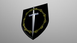 Heraldry Shield Silver Sword warrior, fighter, medieval, silver, golden, heraldry, bond, maya3d, heraldica, low-poly-model, adornment, heraldic, maya, low-poly, lowpoly, sword, shield