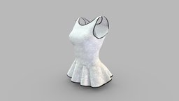 Female Sleevless Peplum Top white, no, fashion, purple, top, clothes, summer, dress, sleeves, womens, beige, lace, wear, embossed, sleeveless, pbr, low, poly, female, peplum