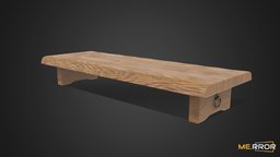 [Game-Ready] Traditional Wooden Low Table ar, noai