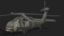 Sikorsky UH-60 Black Hawk PBR Realistic blackhawk, vehicles, gunship, assault, us, army, transport, chopper, hawk, aircraft, helo, gulf, asset, game, pbr, low, poly, military, helicopter, war, black, eh-60