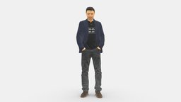 Man with number on t-shirt 0458 style, people, clothes, miniatures, realistic, success, character, 3dprint, model, scan, man