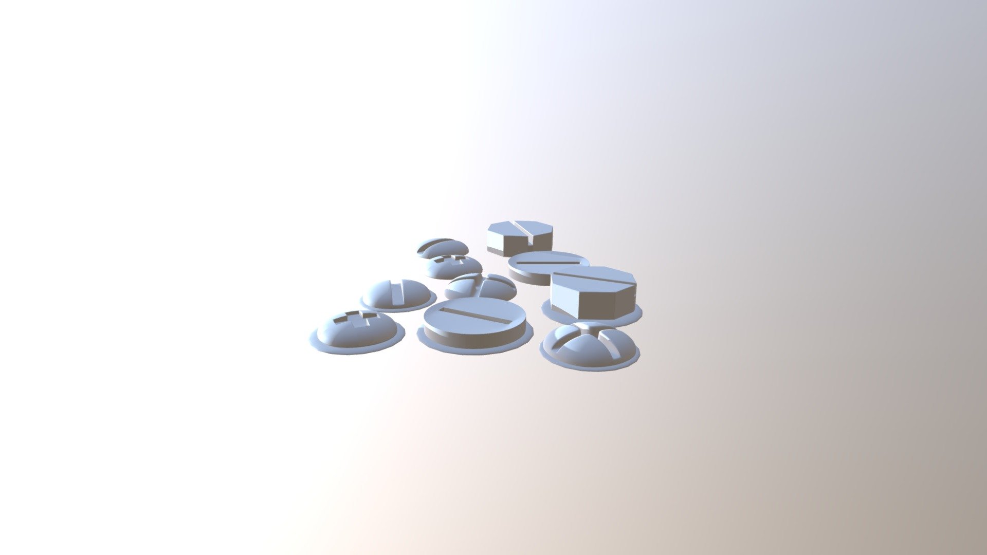 Skrews And Skrews With Washers - 3D model by Curreno 3d model