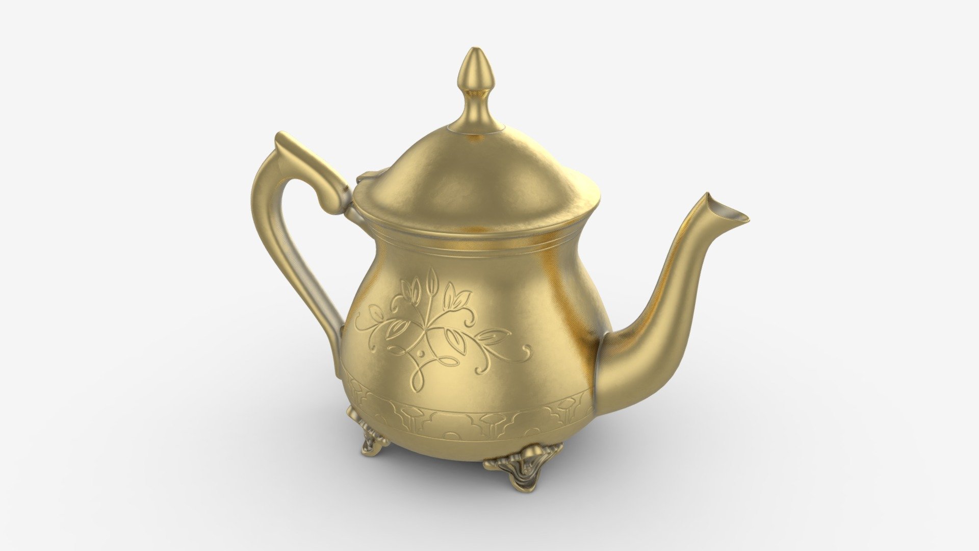 Vintage Brass Teapot - Buy Royalty Free 3D model by HQ3DMOD (@AivisAstics) 3d model