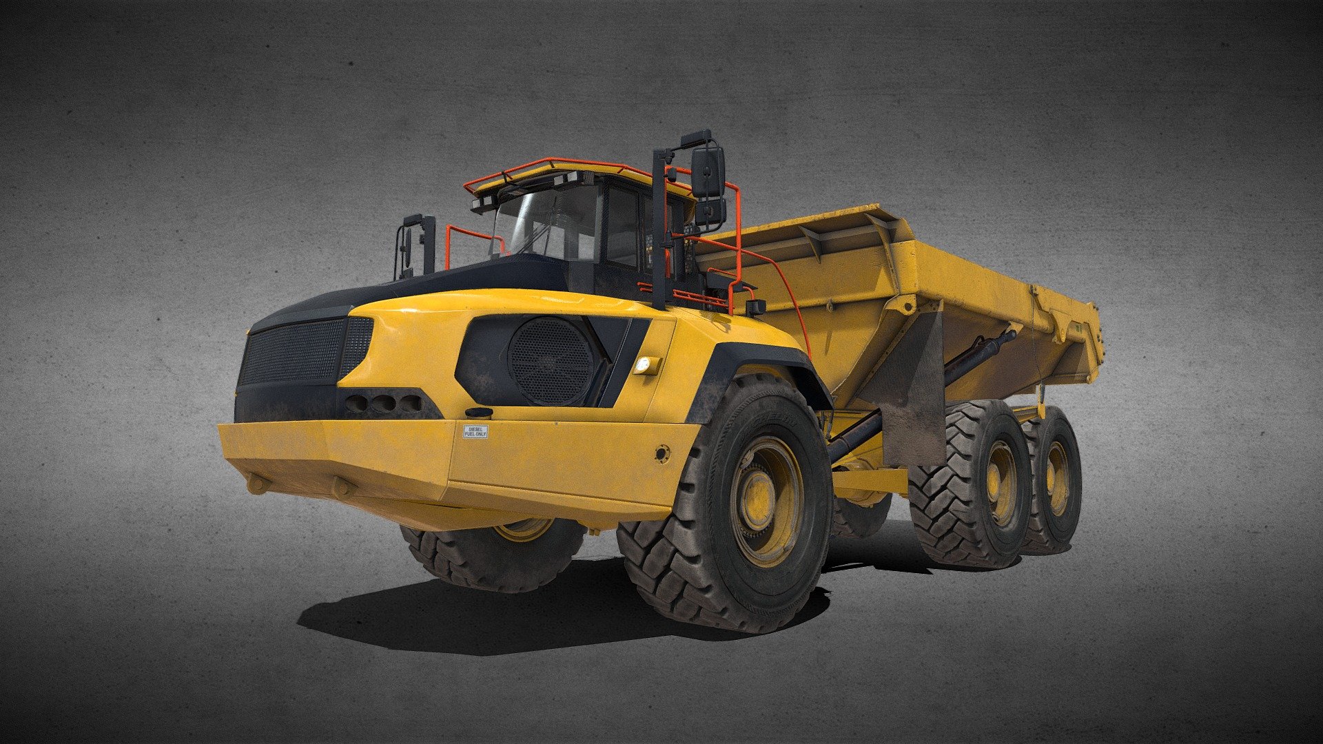 Articulated Dump Truck model made in maya

Contains UV’d model, skeleton with NO RIGGING. Cables should retain skinning. Textures in 2k and 4k

484103 tris

9 materials, 5 textures each

PBR textures: BaseColor, Normal,  Roughness, Metal, AO

tiff format with alphas where needed on the front, stairs grating, interior, and the cab windows

Unreal

9 materials, 3 textures each: BaseColor, Normal, Packed (Occlusion, Roughness, Metallic - Articulated Dump Truck - Buy Royalty Free 3D model by Phil Rivera (@philrivera) 3d model