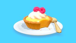 Lemon Tart food, fruit, cute, cake, challenge, pie, cartoony, cartoonish, raspberry, sweet, kawaii, dessert, chubby, lemon, tart, lex, juicy, pastries, puffy, cartoon, lowpolydessertchallenge