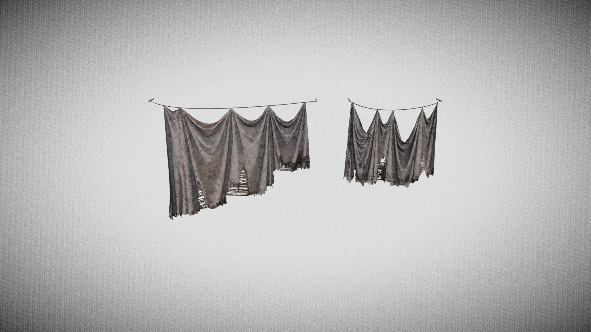 Dirty Ripped Curtains - 3D model by Compass3D (@TheKonik) 3d model