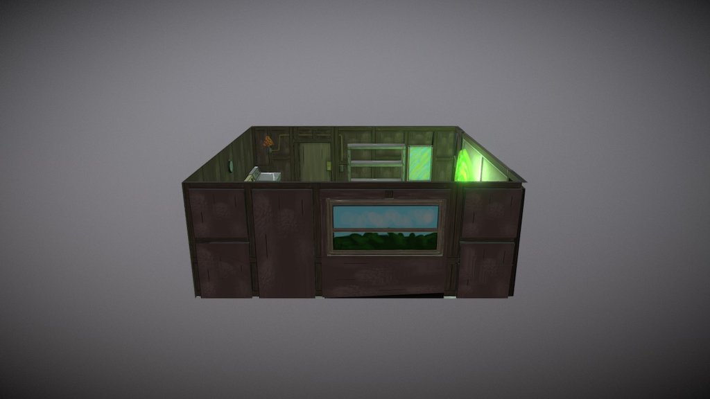 This is a 1900 tris model of Rick's garage from the animated series Rick and Morty, with a moving portal. I tried to make it have a cartoon feeling with the outline in the textures.
I used one 1024 texture with 8 x 256 textures for the smaller props 3d model