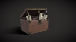 Roman Chest chest, photorealistic, historical, furniture, trunk, roman, woood, blender, pbr, lowpoly, cycles, gameready, subtsancepainter
