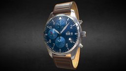 IWC Pilots Le Petit Prince Mans Watch jewellery, leather, scanning, jewelry, fashion, augmentedreality, sports, classic, vr, ar, strap, mechanism, watches, sculptgl, low-poly-model, low-poly-blender, fashion-style, substancepainter, substance, low-poly, 3dsmax, lowpoly, scan, 3dscan, watch, 3d_watch