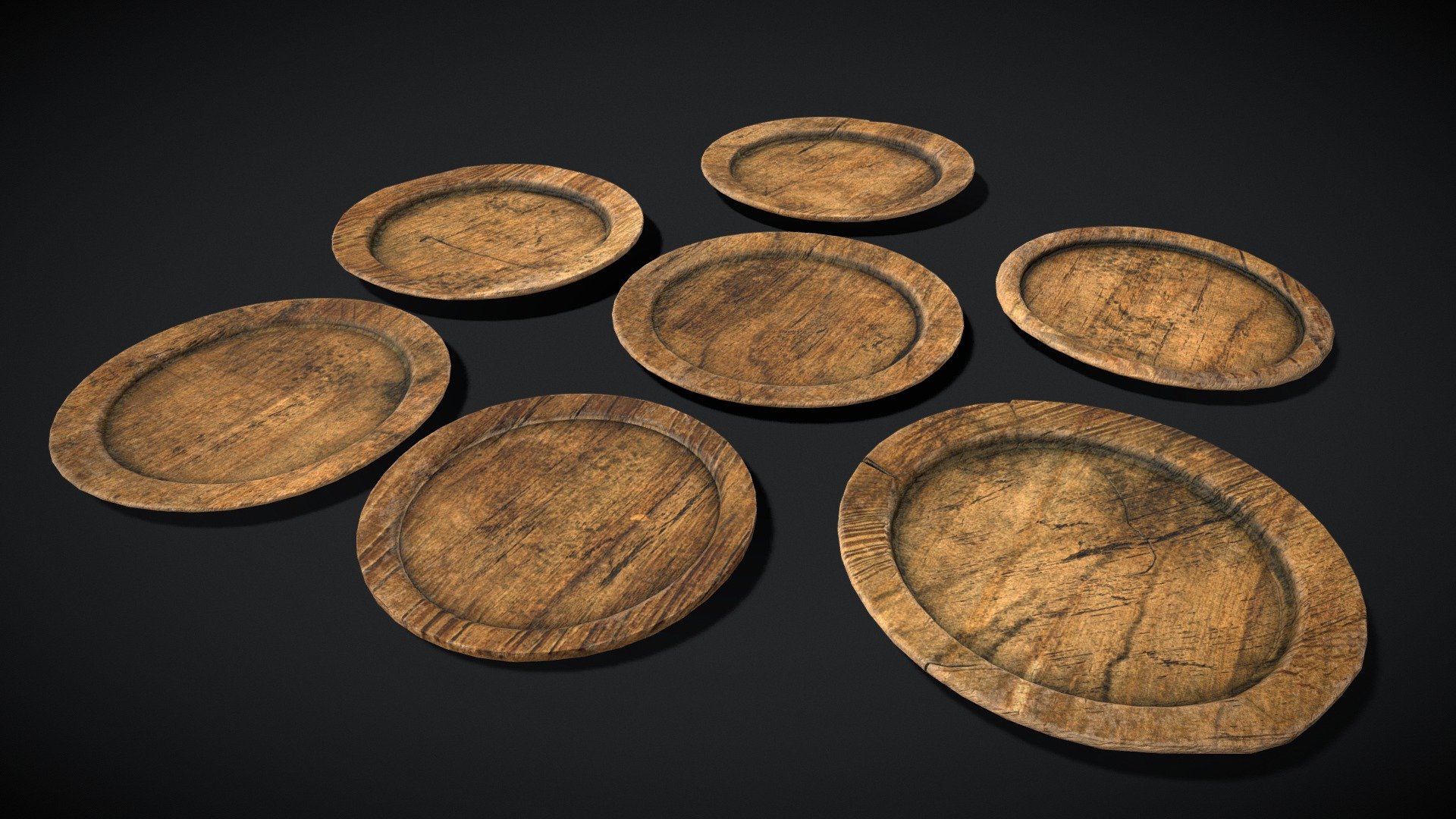 Large Rustic Wooden Plates 
VR / AR / Low-poly
PBR approved
Geometry Polygon mesh
Polygons 4,197
Vertices 3,927
Textures 4K PNG - Large Rustic Wooden Plates - Buy Royalty Free 3D model by GetDeadEntertainment 3d model