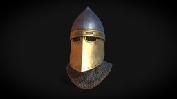 Italo-Norman Helmet armour, medieval, bannerlord, madewithblender, blender, helmet, knight, history