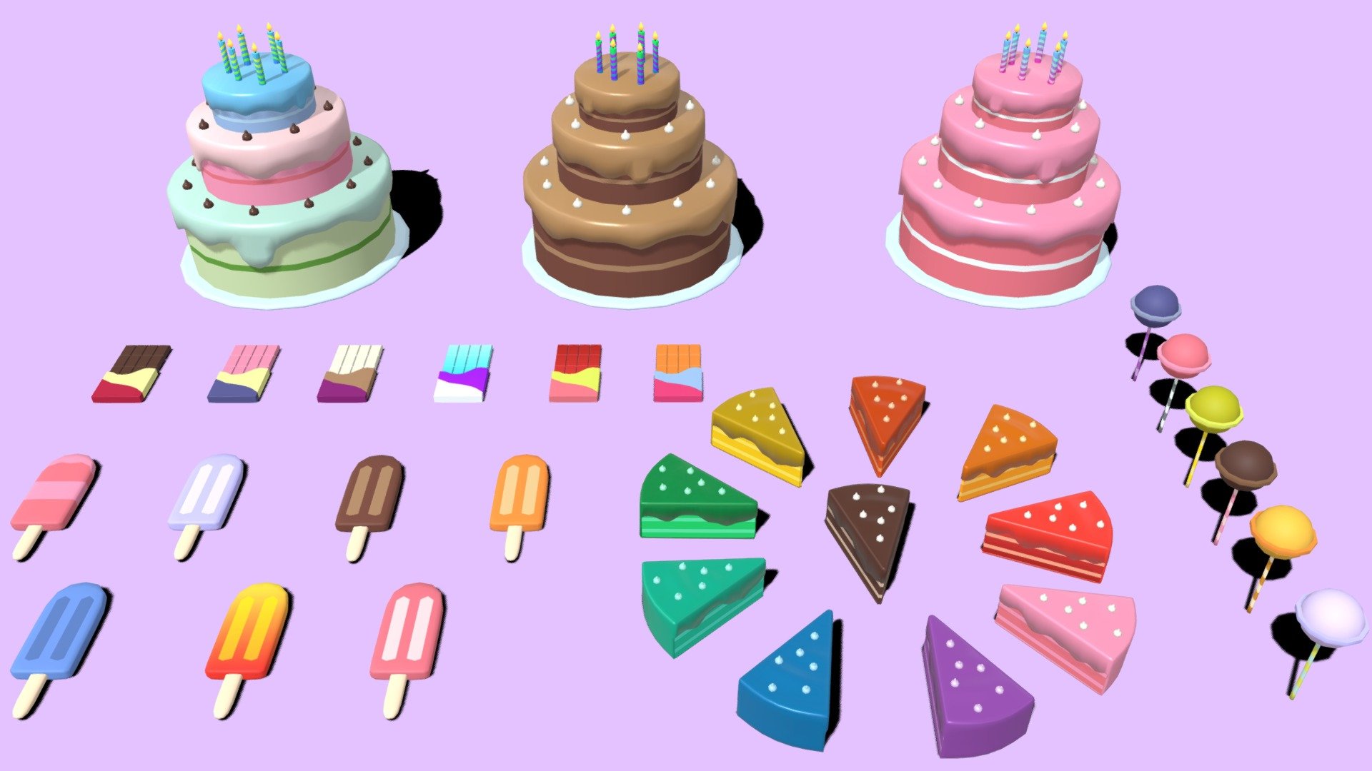 Embark on a mouthwatering adventure through a world of sweet treats with our &ldquo;Sweet Dessert Pack (Low Poly)