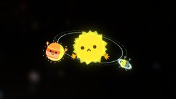 Hot sun planet, sun, galaxy, star, sketchfabweeklychallenge, character, cartoon, blender, space