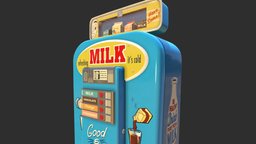 Vendo Milk Machine vintage, milk, vendingmachine, milkmachine, vendo, maya, modeling