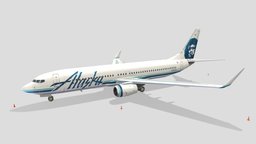 Boeing 737-800 B738 Lowpoly Alaska Airlines historic, boeing, airliner, scenery, classic, aircraft, fsx, 737, 800, xplane, texturedmodel, boneyard, low, poly, gameasset, flightsimulator, p3d, msfs, hangarcerouno