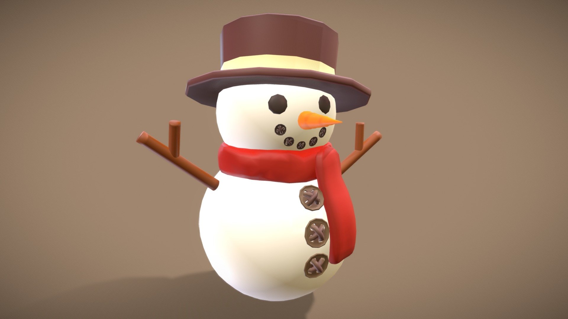 This is a Snowman  3D model . This is a low poly model. It is made in ZBrush and Autodesk Maya 2018 and texturized , iluminated and rendered in Arnold 2018.

This model can be used for any type of work as: low poly or high poly project, videogame, render, video, animation, film…This is perfect to use it as decoration in a Christmas Scene or for a CHristmas postcard image with other christmas decoration that you could see in my profile too…

This contains a .obj , .and all the textures.

I hope you like it, if you have any doubt or any question about it contact me without any problem! I will help you as soon as possible, if you like it I will aprecciate if you could give your personal review! Thanks - Snowman - Buy Royalty Free 3D model by Ainaritxu14 3d model