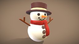 Snowman hat, snowman, winter, white, scarf, xmas, snow, christmas, carrot, snowy, buttons, character, lowpoly, car, winterwear, christmas-decorations, santa-hat, xmasdecorations, winter-scene