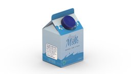Supermarket Milk Carton 01 Low Poly PBR