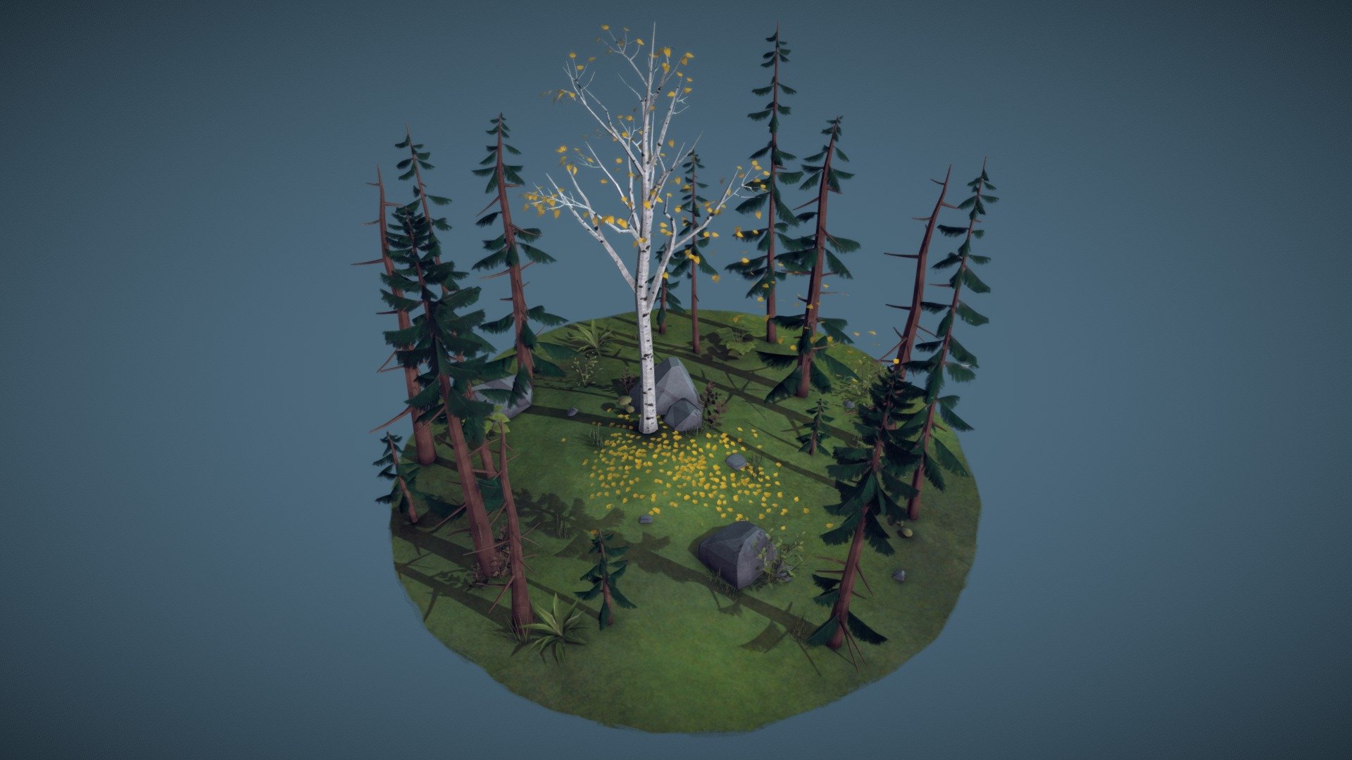 A small low poly forest scene I've been working on as an experiment with stylized models and handpainted textures. 

Some of the smaller plant models courtesy of luyssport: https://skfb.ly/697DD. 

Had a lot of fun working on this! - Forest - 3D model by Natalie Crabtree (@natcrab) 3d model