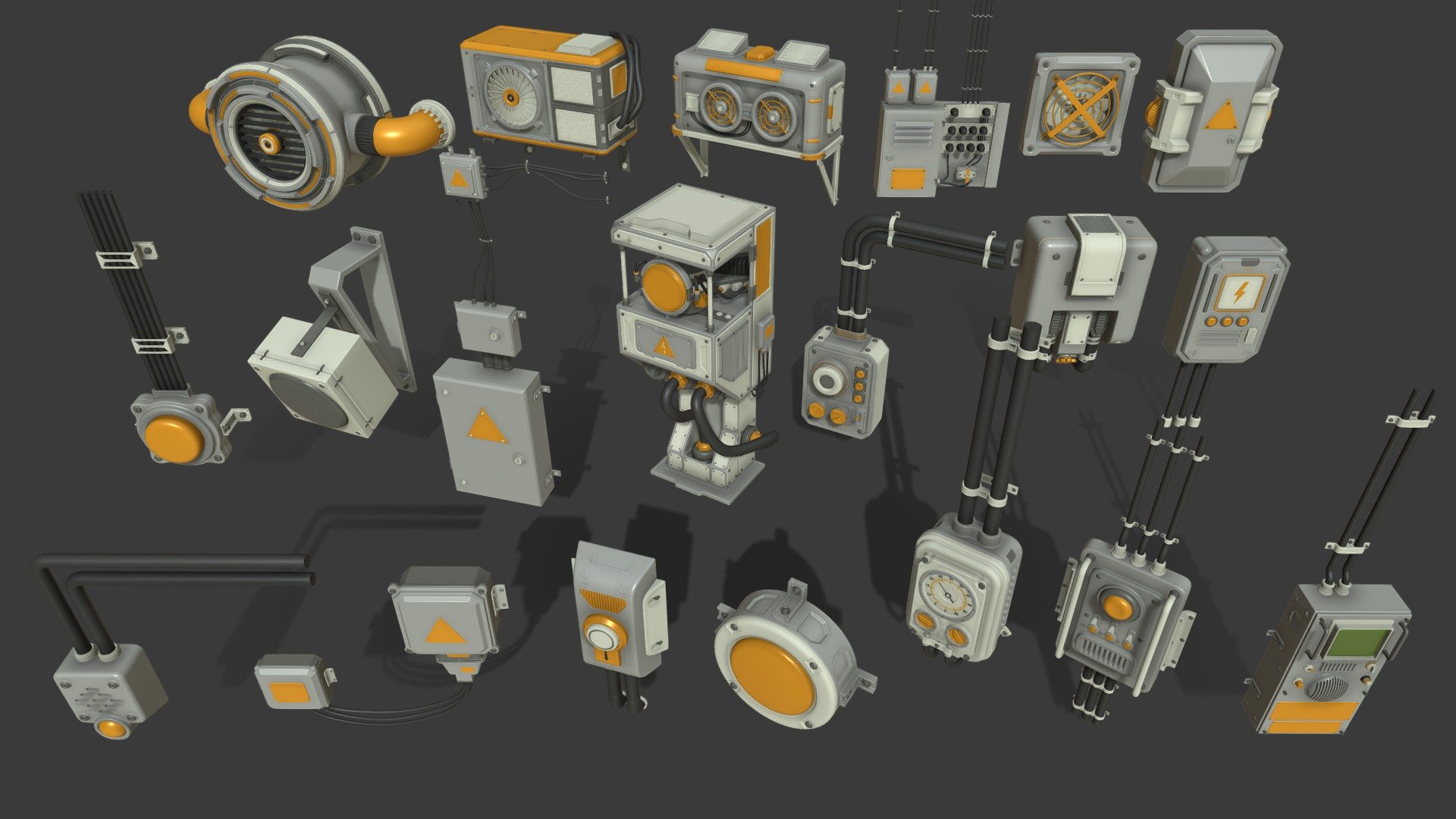 Get pack - https://www.artstation.com/a/6874533

The all are ready for texturing




clean quad and close mesh

UW mapped

middle poly

include max(2018), blend(2.81), fbx, obj and stl files

without textures and materials
 - Wall Electric Props 1 - 20 pieces - 3D model by 3d.armzep 3d model