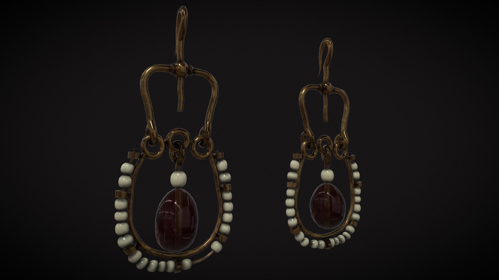 Medieval Byzantine Earrings 3D Model PBR Texture 4K - Made in ZBrush - Substance Painter - Game Ready - Lowpoly - Medieval Byzantine Earrings - Buy Royalty Free 3D model by GetDeadEntertainment 3d model