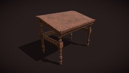 Elegant_Long_Writing_Desk_OBJ wooden, desk, viking, medieval, furniture, table, writing