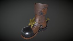 Sheriffs boots western, shoes, boots, sheriff, substancepainter, substance, handpainted, blender, lowpoly, zbrush, stylized