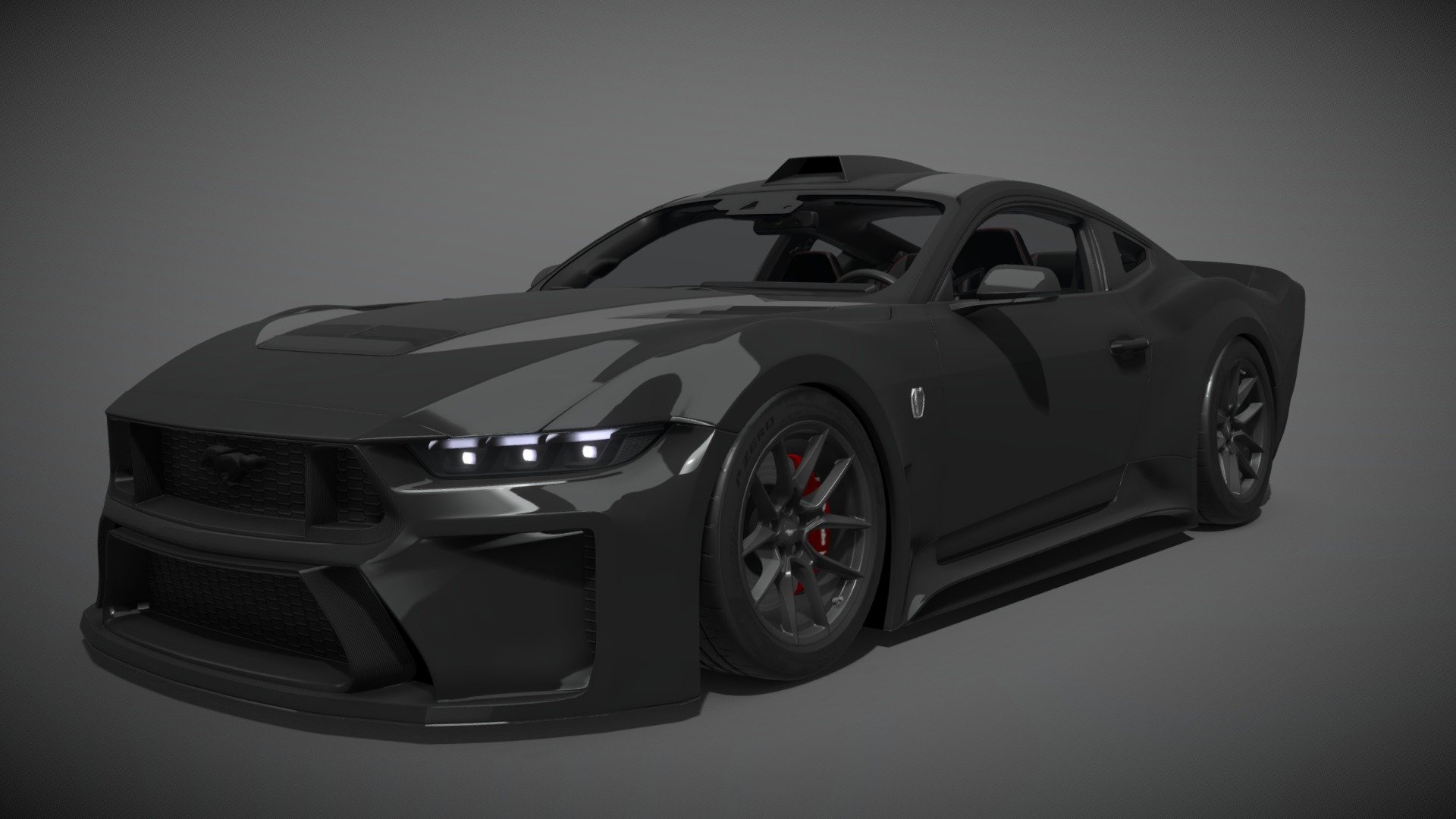 A widebody made for the new Ford Mustang Dark Horse 2024, made in Blender 3d model