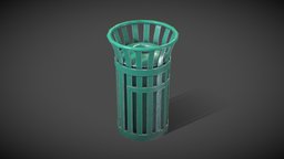 Trashcan trash, can, trashcan, sidewalk, lowpoly, street, container, gameready
