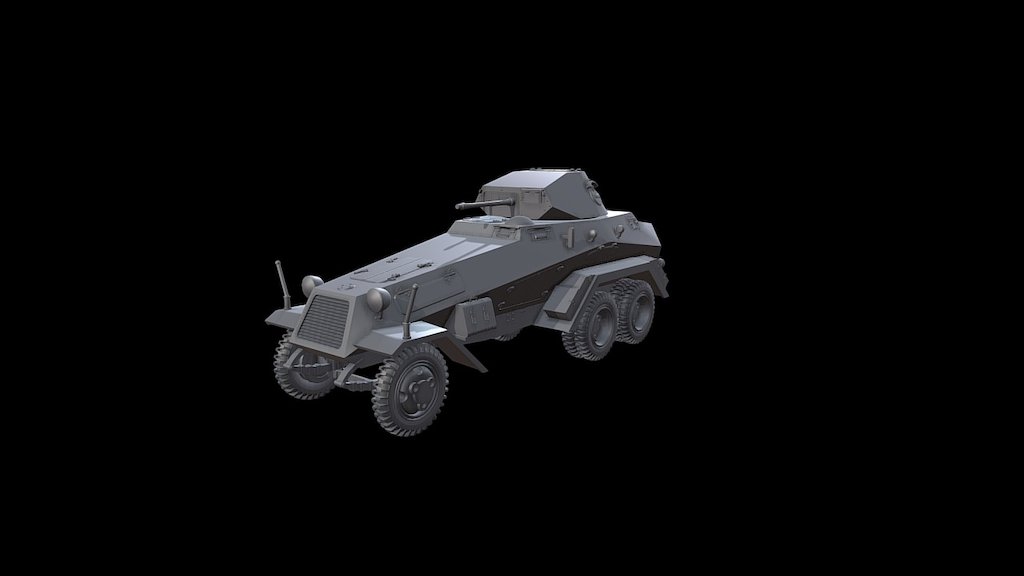 This is a 1/48th scale model of german armoured vehicle Sd.kfz 231 6-rad (Mercedes Benz factory) for 3d printing in SLS (White Strong Flexible material in Shapeways also known as polyamide) 3d model