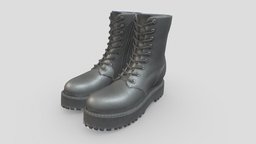 Female Boots Game Ready time, leather, ready, boots, realistic, real, game, 3d, model, clothing