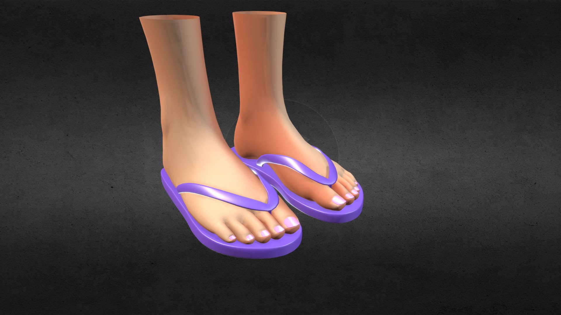 Feet Flat Flip Flop - 3D model by WretchSL 3d model