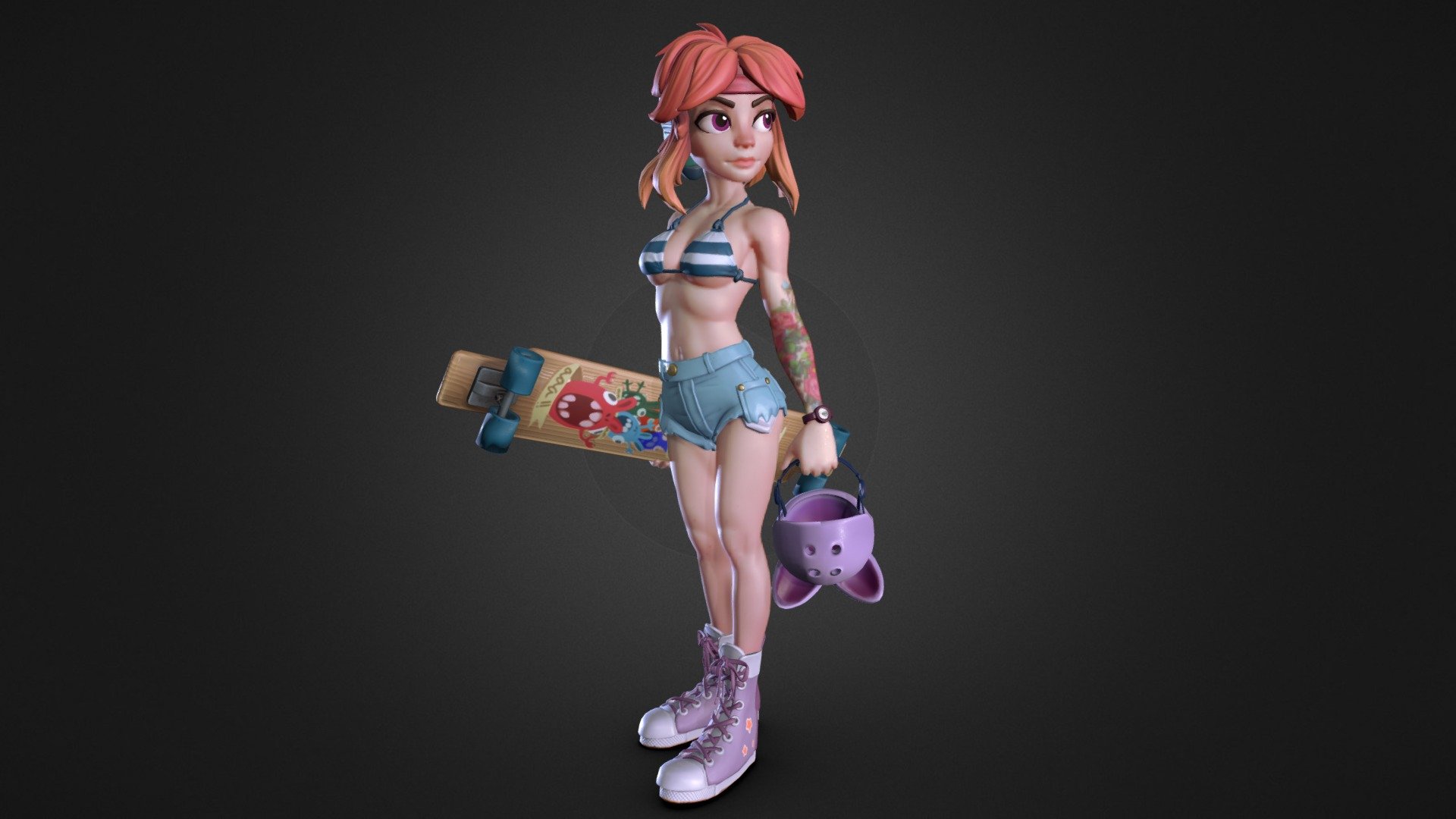 Based on a concept by DonWoka!
https://www.instagram.com/p/CVivMeBP63U/

My first rig using Blender's rigify. Modeled in Blender/ZBrush, baked in Marmoset, textured in Painter 3d model