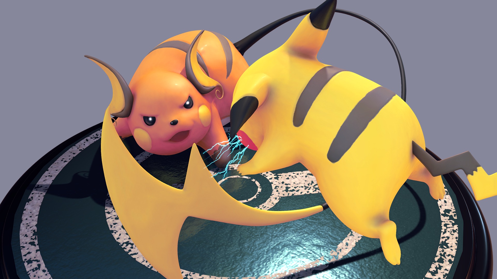 Pikachu VS Raichu - pokemon - 3D model by graograman 3d model