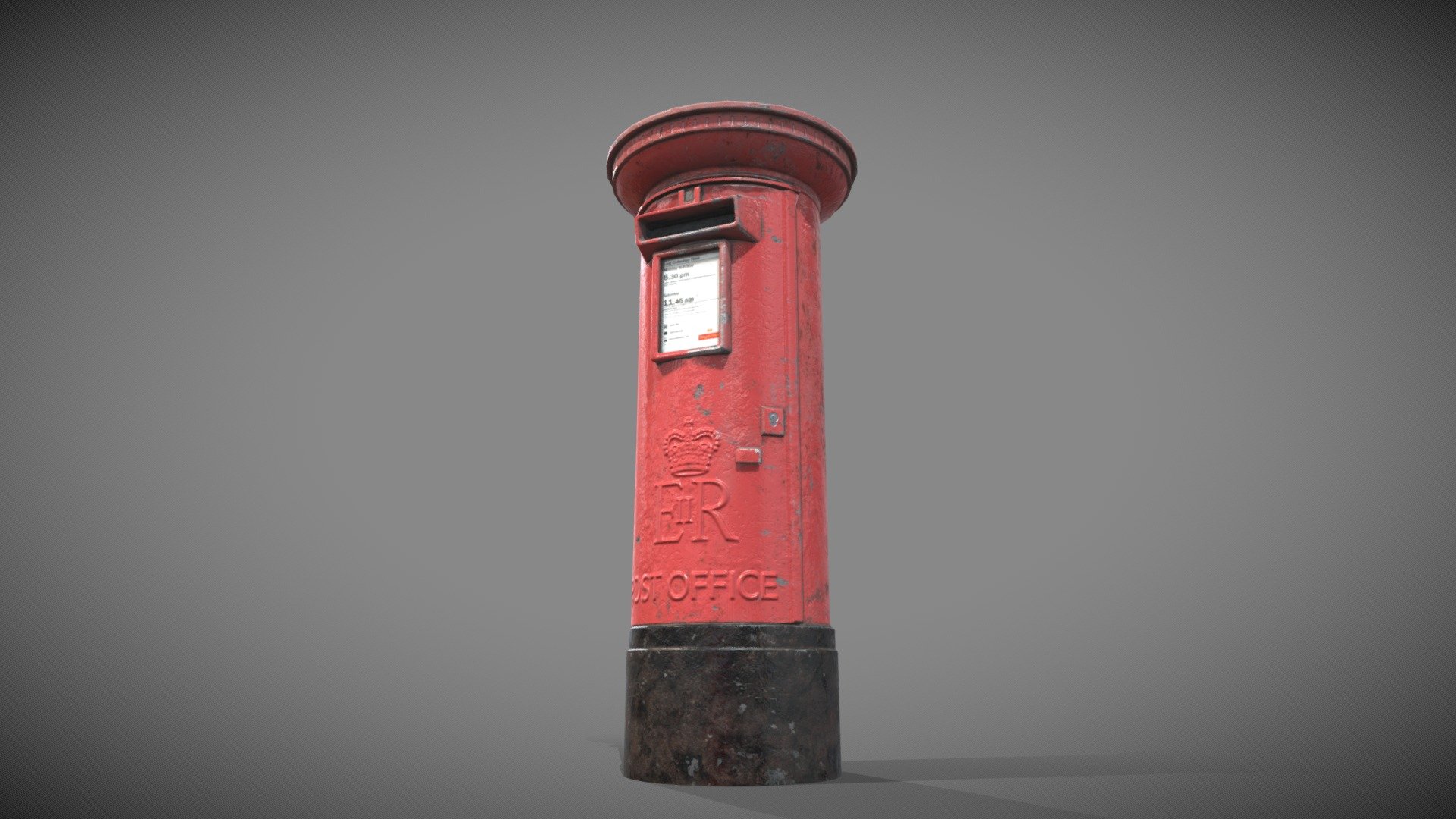 Low poly UK post box with PBR textures.

Textures are 4096x4096 PBR

4096 tris - Post box UK - Buy Royalty Free 3D model by pasquill 3d model