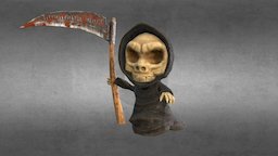 Chibi Soul Reaper toon, chibi, reaper, enemy, grim, moba, stilized, mobilegames, towerdefence, cutecharacter, stylizedmodel, character, cartoon, lowpoly, gameasset, souls