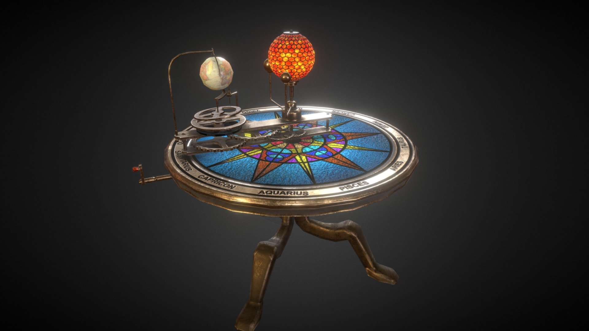 An antique orrery clock prop - game model. Was quite fun working on this project getting different materials to work together 3d model