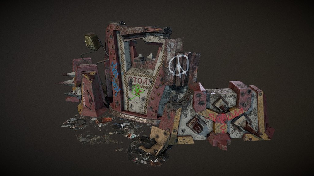 Destroyed post-apo style Neo-soviet barricade 3d model