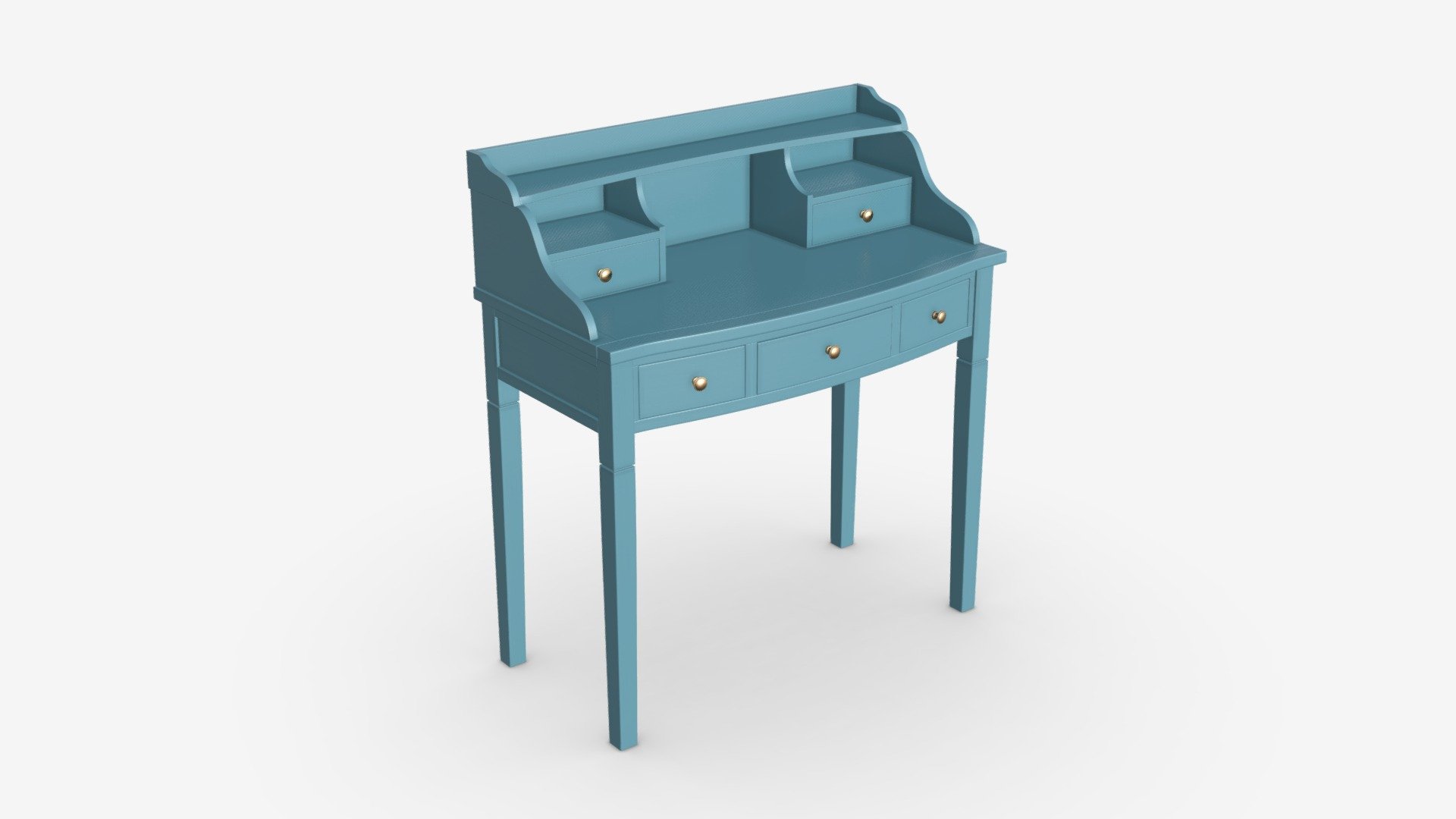 Oak Writing Desk with Drawers - Buy Royalty Free 3D model by HQ3DMOD (@AivisAstics) 3d model