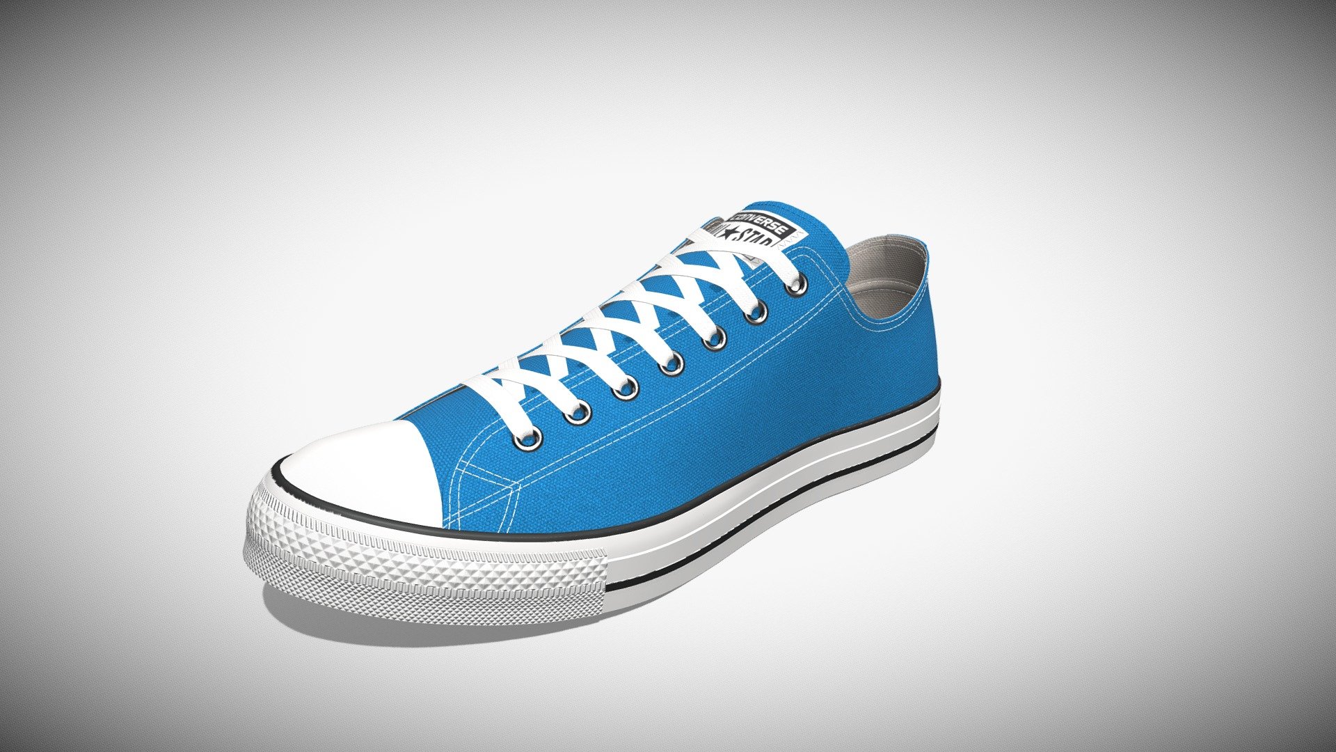 Detailed 3D model of a pair of blue Chuck Taylor All Star Classic Low Top sneakers, modeled in Cinema 4D. The model was created using approximate real world dimensions.

The model has 376,710 polys and 393,354 vertices.

An additional file has been provided containing the original Cinema 4D project file with both standard and v-ray materials, textures and other 3d format such as 3ds, fbx and obj. These files contain both the left and right pair of the shoes 3d model