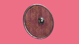 Viking Round Shield symbol, wooden, paint, viking, dent, guard, pattern, planks, round, metal, age, bluetooth, ragnar, vikings, aged, dents, bashed, gorm, weapon, lowpoly, wood, simple, gameready