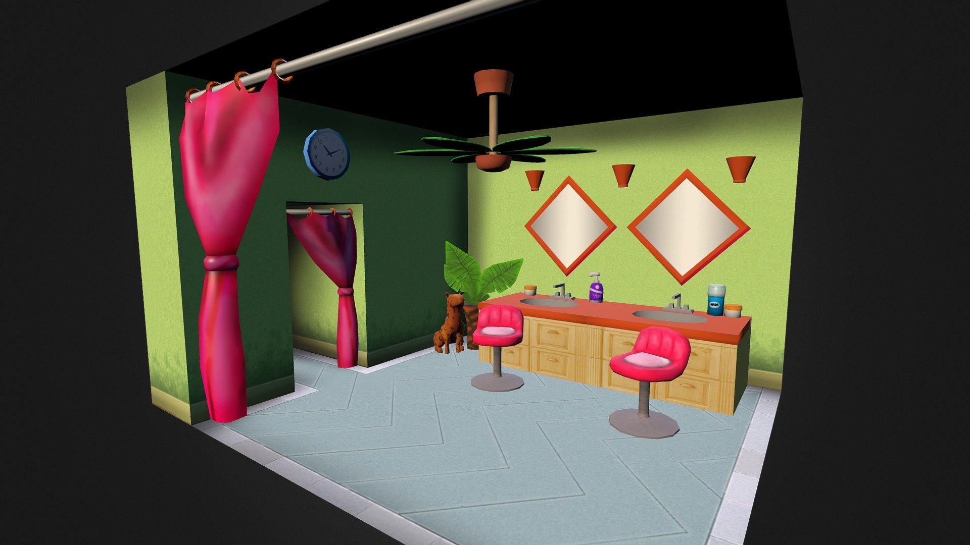 A Tropical themed salon - Salon - 3D model by Geopixel 3d model