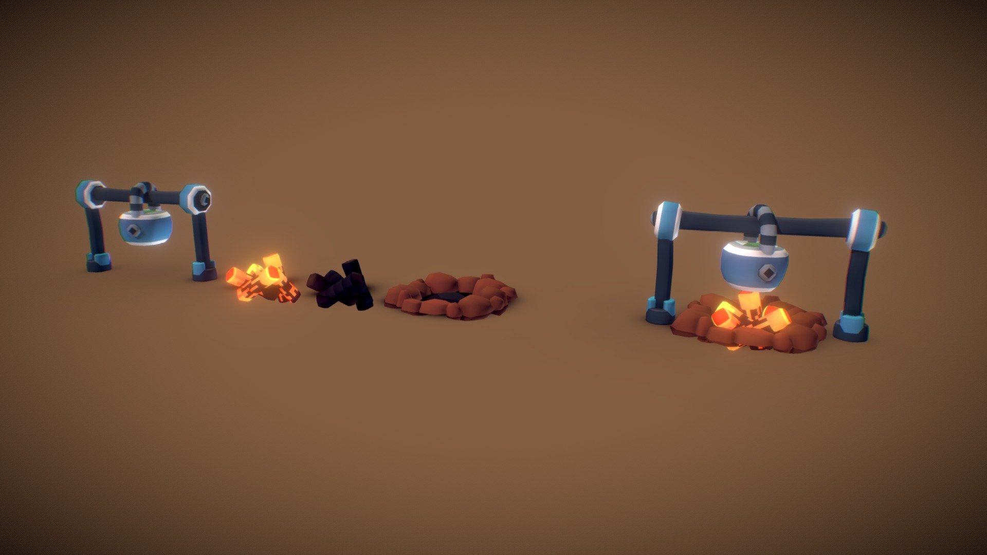 Campfire level prop for the Tombstar game 3d model