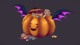 spoopy candy boi cute, prop, jack-o-lantern, candy, kawaii, spoopy, adorable, handpaintedtexture, pog, candies, handpainted, halloween, pumpkin, spooky, handpainted-lowpoly