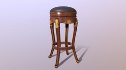Baroque Stool stool, wooden, leather, baroque, 2018, chair, wood, gold, nelvinday