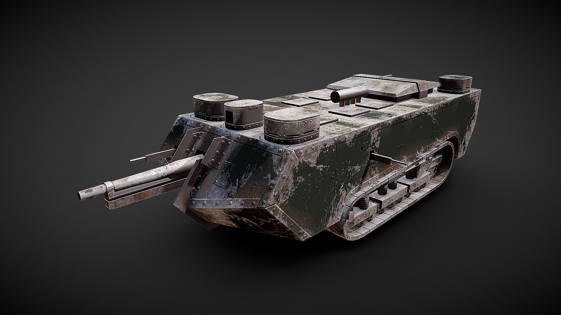 Lowpoly, mobilefriendly 3D model of French heavy tank of WWI ,,Saint Chamond,,. The ,,Saint-Chamond,,  was the second French tank to enter service during the First World War 3d model