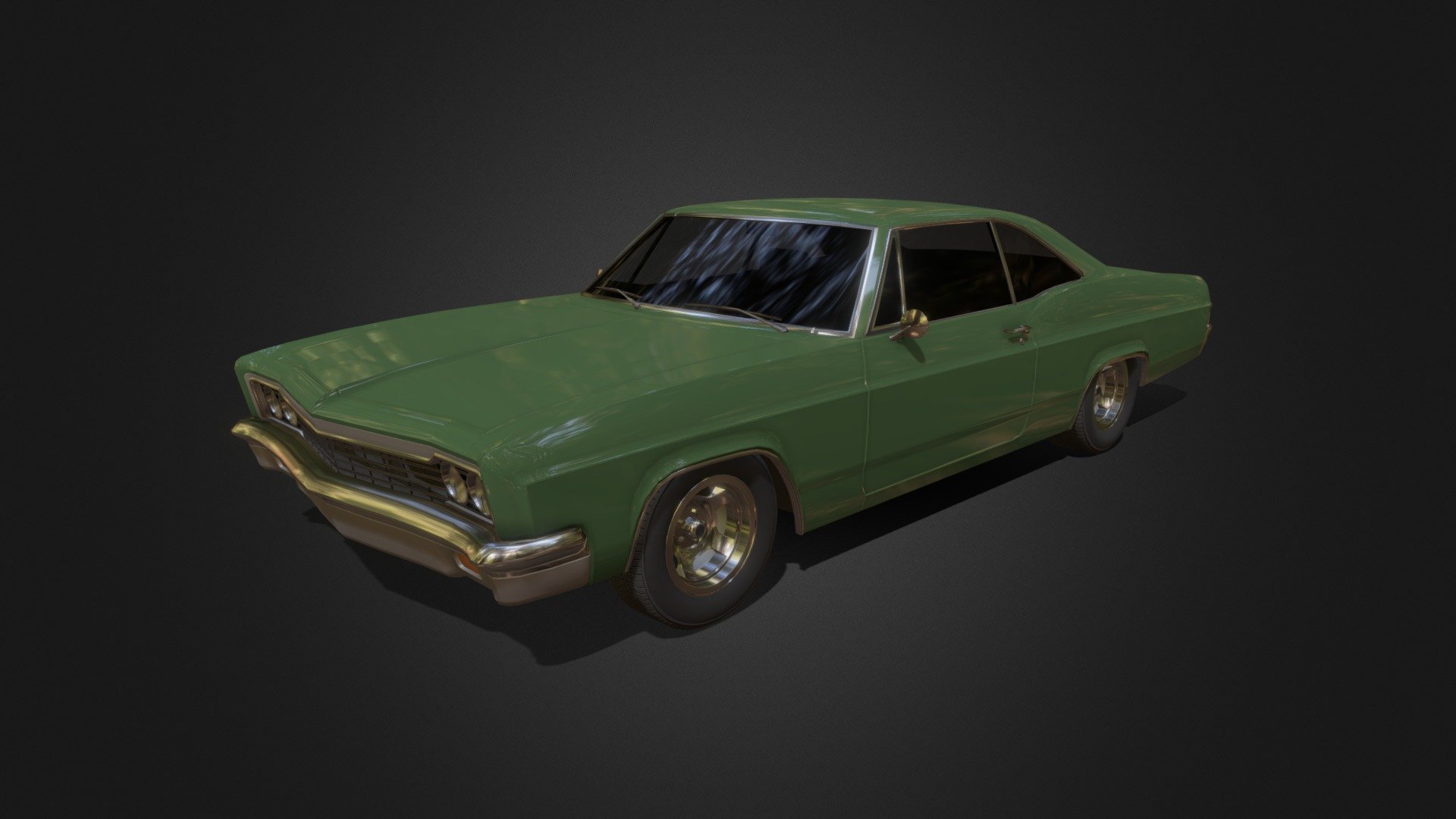 Game-ready vehicle model with Textures, 4 LOD states, and simplified collision meshes.

Vehicle model is based on 1960s car designs with classic muscle car wheels 3d model